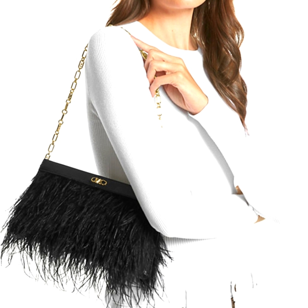 MICHAEL KORS  NWT Chic Black Feathered Shoulder Bag OPEN TO OFFERS